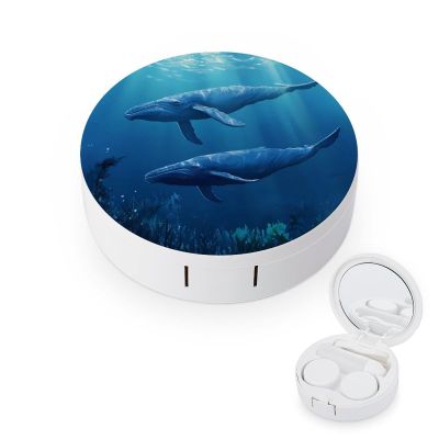 Blue Whale Contact Lens Case Portable Travel Box Holder with Mirror