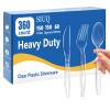 SIUQ 360 Count Heavy Duty Clear Plastic Silverware,Plastic Cutlery Set view 1