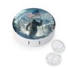 Bigfoot USA Flag Print Contact Lens Case Portable Travel Box Holder with Mirror view 1