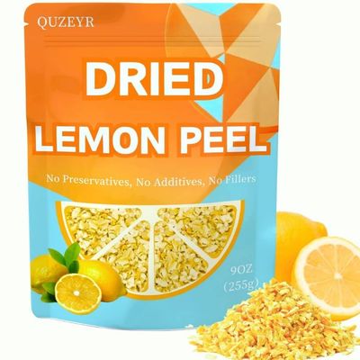 9oz Dried Lemon Peel Zest Natural Dices Granules for Baking, Cakes, Tea & Cocktail Garnish Strong Citrus Flavor for Cooking, Seasoning, Spice Blends & DIY Cooking