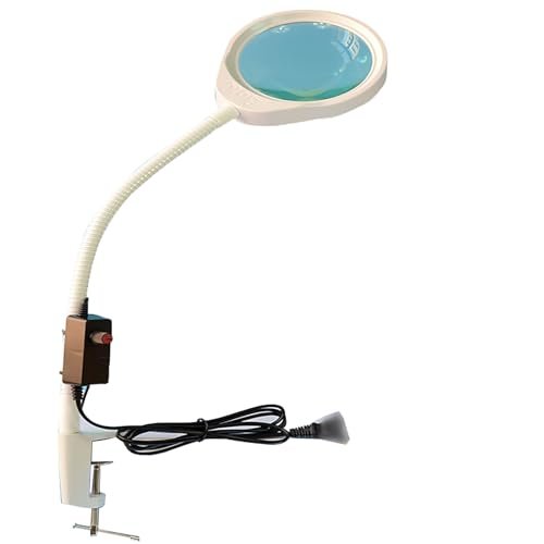 10X Magnifying Glass with Light and Clamp, Dimmable LED Magnifying Lamp, Adjustable Gooseneck, Perfect for Crafts, Hobbies, Reading, Nail Repair, Close Work, Hands-Free Use