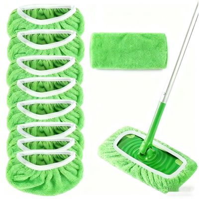 10-Pack Reusable Microfiber Mop Pads, Replacement Washable Mop Heads for All Floor Types, Compatible with Most Mops, Strong Absorption for Wet and Dry Cleaning (Small Green)