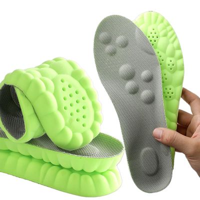 4D Cloud Memory Foam Insoles - Unisex, Arch Support & Soft Cushion | Trim-to-Fit for Foot Pain Relief, Anti-Fatigue(Green,3 Count,Men 9|Women 11-(285mm))