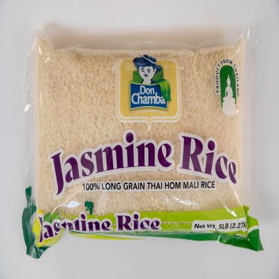 Don Chamba Premium Thai Hom Mali Jasmine Rice, 100% Long Grain White Rice, 5 Pound (2.27kg)