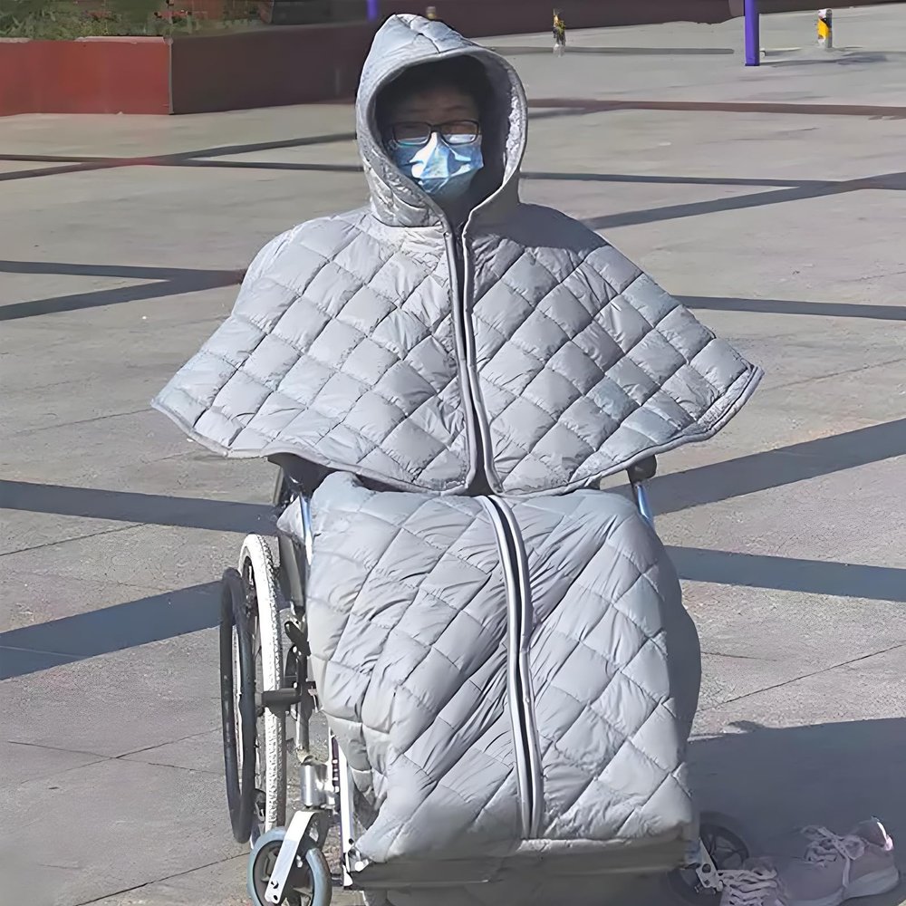 MYFTNP Winter Wheelchair Full Body Cover, Wheelchair Warm Blanket with Anti-Stain Shoe Covers, Wool Lining and Water-Resistant Finish, Effectively Shielding Against Cold Winds, for Elderly Patients