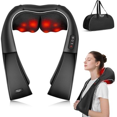 ALLJOY Shiatsu Neck and Back Massager with Heat, Deep Tissue Kneading Electric Massager for Shoulder, Lumbar, and Leg Pain Relief, Self-Care Wellness Gifts for Women Men Mom Dad