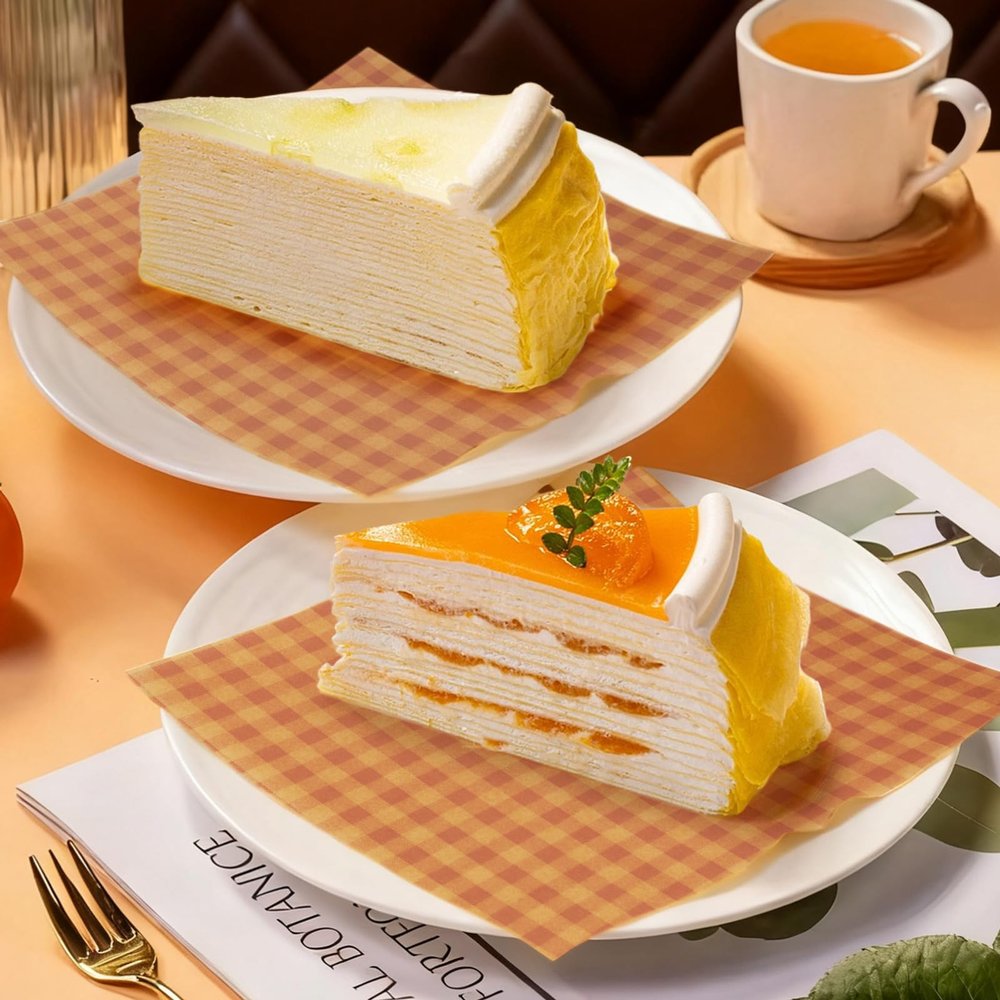 GeeRic Independence Day Waxed Deli Paper Sheets for Food, 7 * 7 Inch 200 Pcs Food Basket Liners for Sandwiches Out Dining Picnics Party Wrap Sheets Checkered Coffee