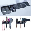 Oukimly Hair Dryer Holder Wall Mount Curling Iron Holder Flat Iron Holder, Blow Dryer Holder Wall, 3 in 1 Bathroom Hair Tool Organizer Rack for Universal Hairdryer Straightener Curlings (Black) view 1
