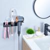 Oukimly Hair Dryer Holder Wall Mount Curling Iron Holder Flat Iron Holder, Blow Dryer Holder Wall, 3 in 1 Bathroom Hair Tool Organizer Rack for Universal Hairdryer Straightener Curlings (Black) view 2