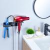 Oukimly Hair Dryer Holder Wall Mount Curling Iron Holder Flat Iron Holder, Blow Dryer Holder Wall, 3 in 1 Bathroom Hair Tool Organizer Rack for Universal Hairdryer Straightener Curlings (Black) view 3