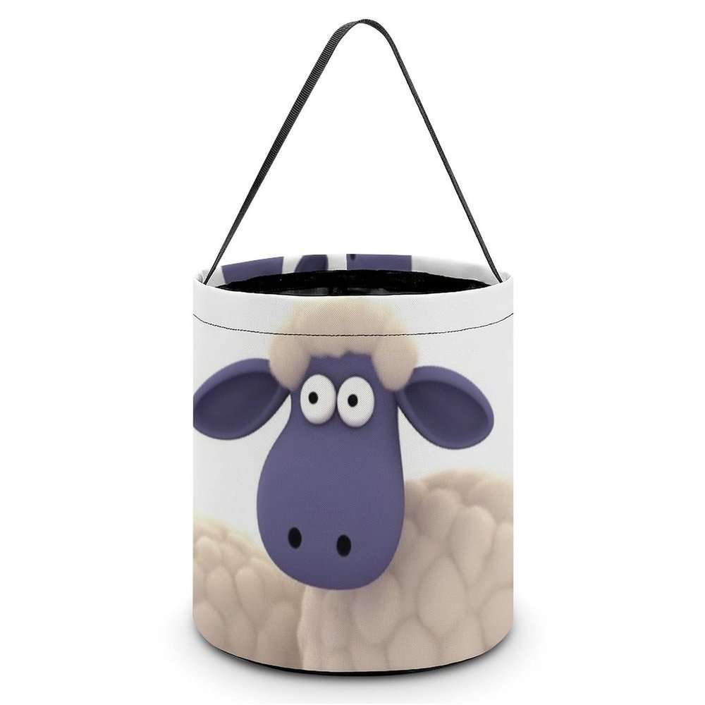 KMRHOUTIQ Halloween Tote Bag Sheep Trick Or Treat Bucket with Handle Large Goodie Candy Basket Reusable Grocery Shopping Gifts Tote Snack Bag for Party Favors Supplies