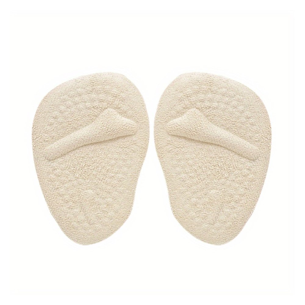 12 Pair Ladies Soft Silicone Forefoot Pads - Anti-Slip Half-Size Inserts for High Heels, Sandals & Pain Ease(Beige)