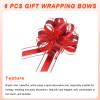 MECCANIXITY 6pcs 8 Inch Large Big Pull Bow Metallic Organza Gift Wrapping Bows Ribbon for Wedding Car Baskets Presents Christmas Bow, Red view 4