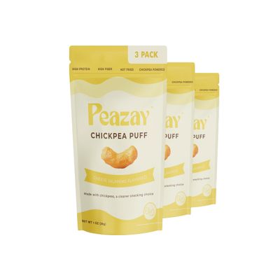 Peazay Chickpea Puff Cheese Jalapeo Flavored | Plant Protein, 12g Fiber | Not Fried, Chickpea Powered | 3 Pack (1 OZ Each)