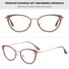 ALKAHE Cat Eye Blue Light Blocking Glasses for Women Metal Frame UV Protection Computer Reading Glasses Brown Frame Gold Arm Glasses 2.0 view 3