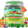 Kids Super Greens Gummies, w/Multivitamins, 20+ Veggie Fruit, Prebiotics, Calcium, Omega-3 (DHA/EPA), Kids Vitamins Greens Superfood Gummies for Picky Eater Growth, Energy, Immune, Digestion, 2 Pack view 1