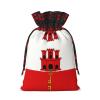 BLWSLC Flag of Gibraltar Small Christmas drawstring gift bags printed flower-strap gift bags perfect for birthdays and holiday parties view 2