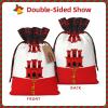 BLWSLC Flag of Gibraltar Small Christmas drawstring gift bags printed flower-strap gift bags perfect for birthdays and holiday parties view 3