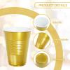 100pcs 16oz Plastic Solo Cups, Disposable Beverage Drinking Cups, Wine Glasses for Cocktail, Gold Cups Party Supplies for Wedding Party BBQGold view 3
