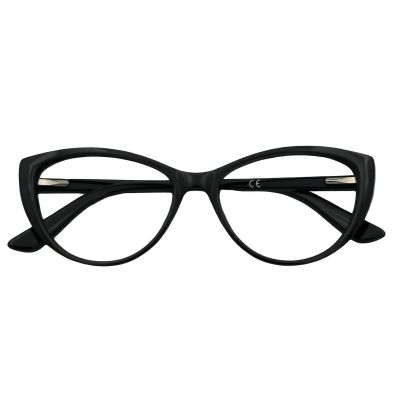 Rayzzol Classic Cateye Reading Glasses for Women Retro Style Butterfly Frame, Blue Light Blocking Readers, Clear Lens, Spring Hinge (Black, 1.5, x)