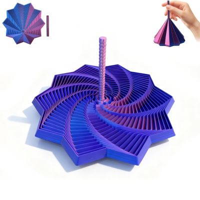 3D Printed Expanded Sensory Fidget Star, Fractal Fidget Hexagon with Handles, 2026 New Star Shaped Fidget Toys for Desktop Decompression Toy Stress Relief Whirling Spiral (Red Blue, 4.72in)