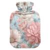 OTVEE Blush Blooms on Blue Hot Water Bottle with Cover, BPA Free PVC 1L Small Hot Water Bag for Pain Relief Menstrual Cramp Sore Muscles Hot and Cold Compress Therapy view 1