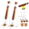 2 PCAK Handmade Glass Cigar Humidor Tubes with Caps & Clear Display Stand Straight Pipe, Ball Base, Wooden Plug Set Airtight Travel Case for Aging Humidity Control and Flavor Mellowing cigar infuser view 1