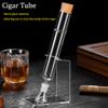 2 PCAK Handmade Glass Cigar Humidor Tubes with Caps & Clear Display Stand Straight Pipe, Ball Base, Wooden Plug Set Airtight Travel Case for Aging Humidity Control and Flavor Mellowing cigar infuser view 4