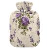 OTVEE Purple Floral Pattern Hot Water Bottle with Cover, BPA Free PVC 1L Small Hot Water Bag for Pain Relief Menstrual Cramp Sore Muscles Hot and Cold Compress Therapy view 1
