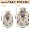 OTVEE Purple Floral Pattern Hot Water Bottle with Cover, BPA Free PVC 1L Small Hot Water Bag for Pain Relief Menstrual Cramp Sore Muscles Hot and Cold Compress Therapy view 2