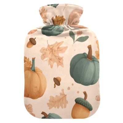 OTVEE Nut Pumpkins Hot Water Bottle with Cover, BPA Free PVC 1L Small Hot Water Bag for Pain Relief Menstrual Cramp Sore Muscles Hot and Cold Compress Therapy
