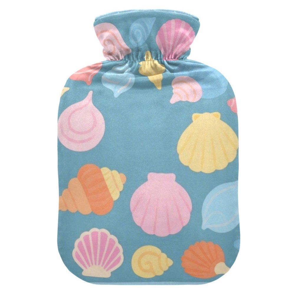OTVEE Cute Shell Hot Water Bottle with Cover, BPA Free PVC 2L Large Hot Water Bag for Pain Relief Menstrual Cramp Sore Muscles Hot and Cold Compress Therapy