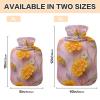 OTVEE Soft Pink Flower Field Hot Water Bottle with Cover, BPA Free PVC 2L Large Hot Water Bag for Pain Relief Menstrual Cramp Sore Muscles Hot and Cold Compress Therapy view 2
