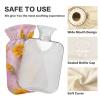 OTVEE Soft Pink Flower Field Hot Water Bottle with Cover, BPA Free PVC 2L Large Hot Water Bag for Pain Relief Menstrual Cramp Sore Muscles Hot and Cold Compress Therapy view 3