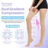20-30 mmHg Thigh High Compression Stockings for Women, Open Toe with Stay-Up Dot-Top - Relief for Varicose Veins, DVT, Swelling, Pregnancy & Travel, Beige, Large view 2