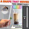 400 Pcs Clear Plastic Smoothie Straws 9.4"x0.4" Thick Wide Jumbo Boba Straws, Boba Tea, Milkshakes & Frozen Drinks Angled Tips, Individually Wrapped, Cut-to-Size, Strong Disposable Milkshake Straw view 2