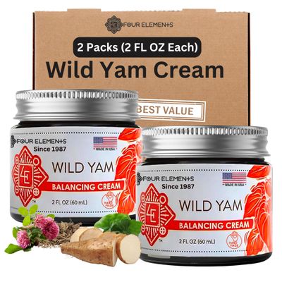 Four Elements Wild Yam Balancing Cream 2x2oz | Organic Yam Root for Women