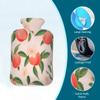 Hot Water Bottle with Cover, Red Pink Peach Flower 2L Hot Water Bag for Hot/Cold Compress, Hand Feet Warmer, Menstrual Cramps, Neck and Shoulder Pain Relief view 3