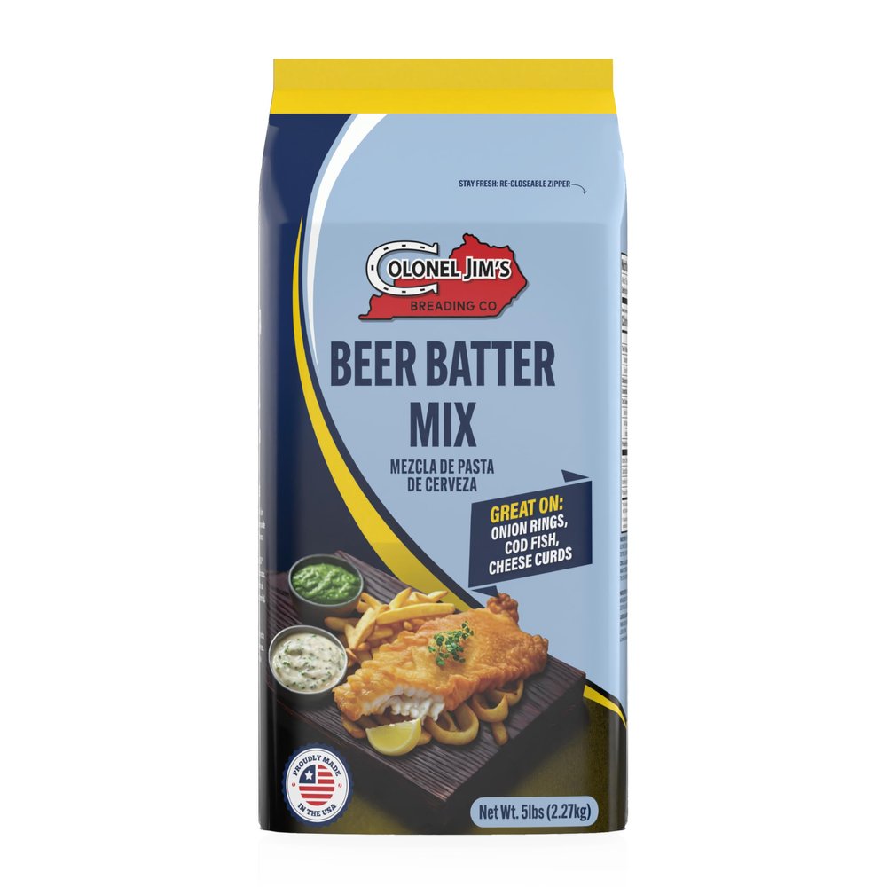 Colonel Jim's Beer Batter Mix, 5 lb (80 oz) Bag - Classic Coating for Fish, Shrimp & Vegetables - Professional Restaurant-Quality - Made in USA