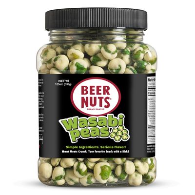 Beer Nuts Wasabi Peas, Heat Meets Crunch, Your Favorite Snack with A Kick, American Made Since 1953 (12oz)