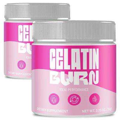 Gelatin Burn Powder, Official GelatinBurn Advanced Formula Powder Supplement - Maximum Strength, All Natural Wellness Energy Support Recovery & Fitness Boosting, Premium Gelatin Burn Reviews (2 Pack)