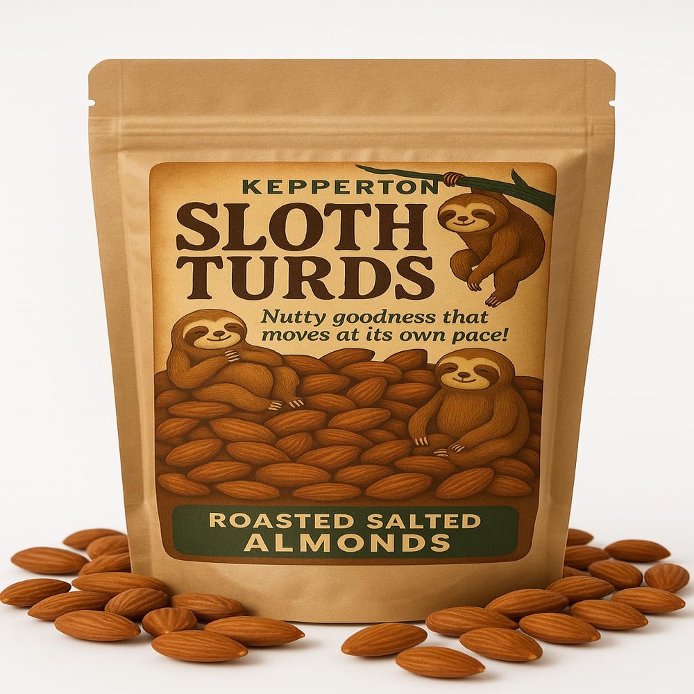 Kepperton Sloth Turds Roasted Almond Snack - Funny Gag Gift, Gourmet Party Treat, Prank Food, Hilarious Birthday & Holiday Stocking Stuffer, Premium Nuts