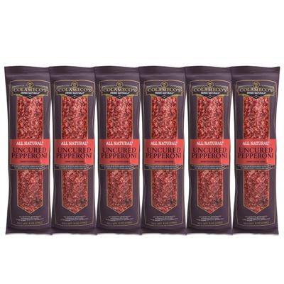 Colameco's All Natural Uncured Salami Chub - Authentic Italian Flavor, Humanely Raised - Gluten-Free, Dairy-Free Uncured Salami - 6 oz (Pack of 6, Pepperoni Salami)