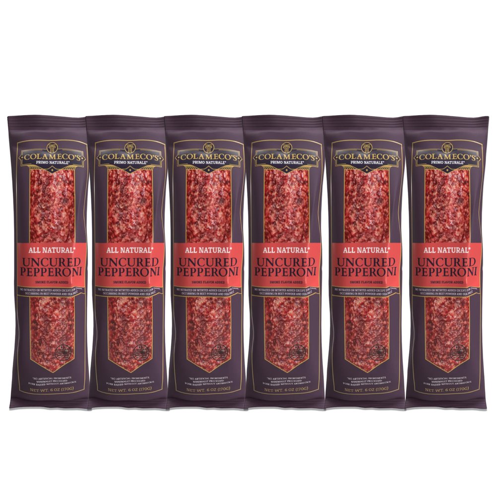 Colameco's All Natural Uncured Salami Chub - Authentic Italian Flavor, Humanely Raised - Gluten-Free, Dairy-Free Uncured Salami - 6 oz (Pack of 6, Pepperoni Salami)