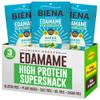 Biena Edamame Beans Snack (Naked - No Salt) - Sugar/Oil/Salt Free - Crunchy Roasted Edamame - Low Sodium High Protein Snacks - 14g Protein per Serving - Vegan, Low Carb, Gluten-Free - 3-Pk 4.75oz Bags view 1