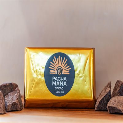 Pacha Mana Peruvian Ceremonial Cacao Paste 100% Pure Heirloom Chuncho Cacao | Stone-Ground, Ethically Sourced Drinking Chocolate (16 oz. Bar)
