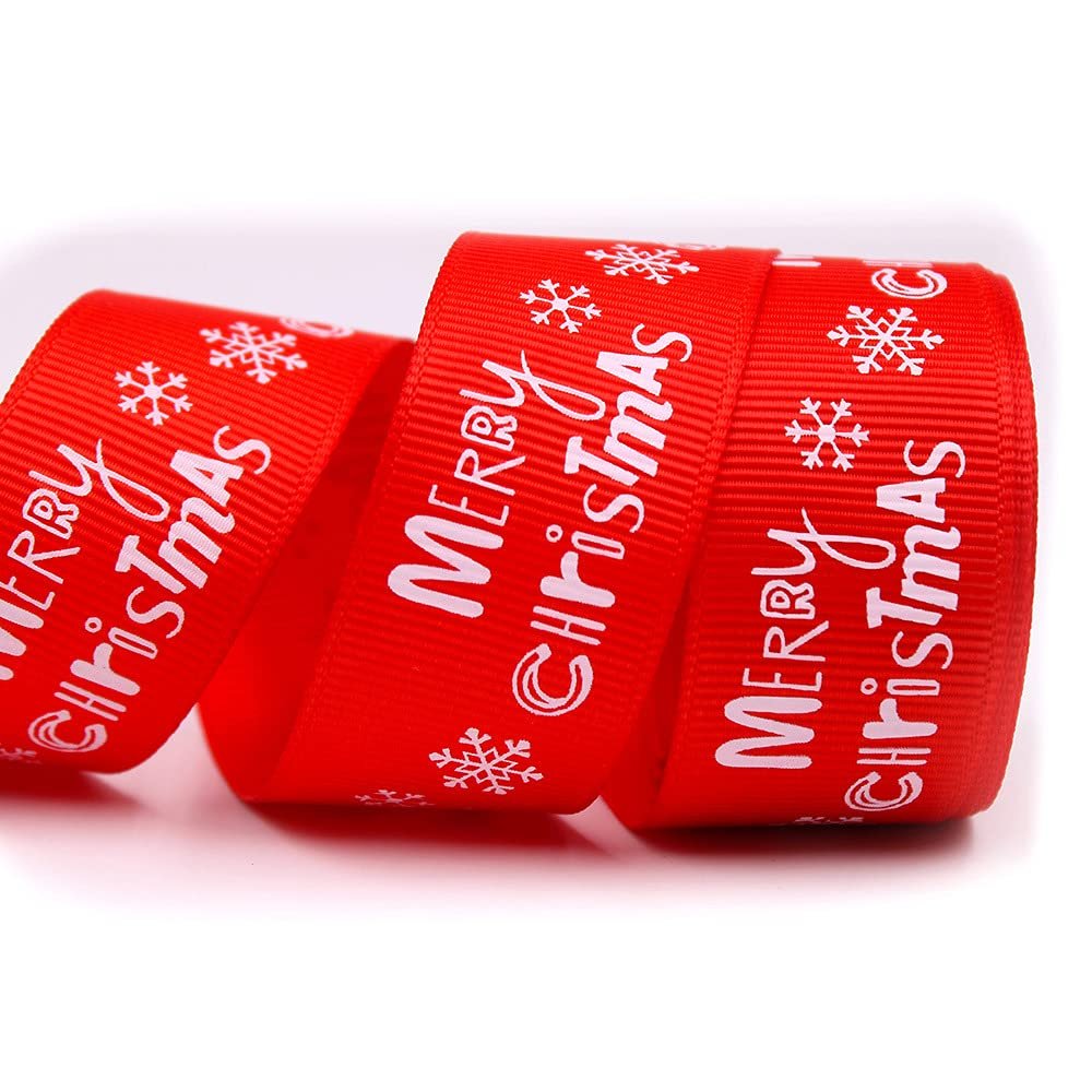 Craft Wire Ribbon, 1" 10-50Yard Christmas Ribbons Trims Grosgrain Red Green Tape Satin(J,10yard)