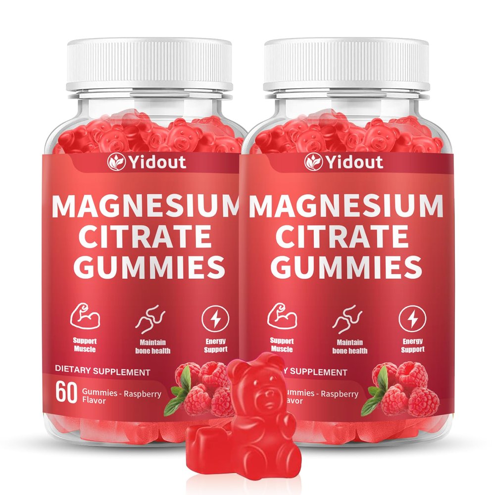 Yidout High Absorption Magnesium Gummies, Muscle Nerve Bone Heart Support, Raspberry 120 Count