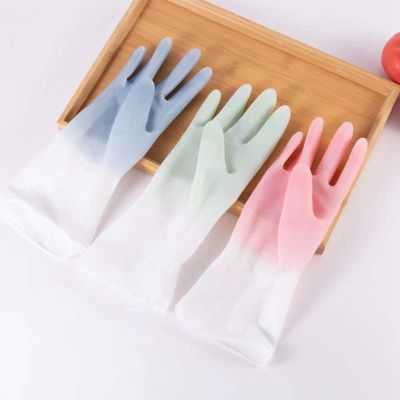Reusable Dishwashing Gloves, Multi-Purpose Durable Kitchen Housework Gloves with Textured Grip for Kitchen & Bathroom (3 Colors)