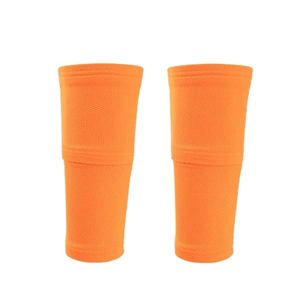 SOFXnng 1 Pair Football Shin Guard with Pocket Adults Teens Compression Calf Sleeve Soccer Shinguards Support Protective Gear for Leg Support(Orange,L(Over 14))
